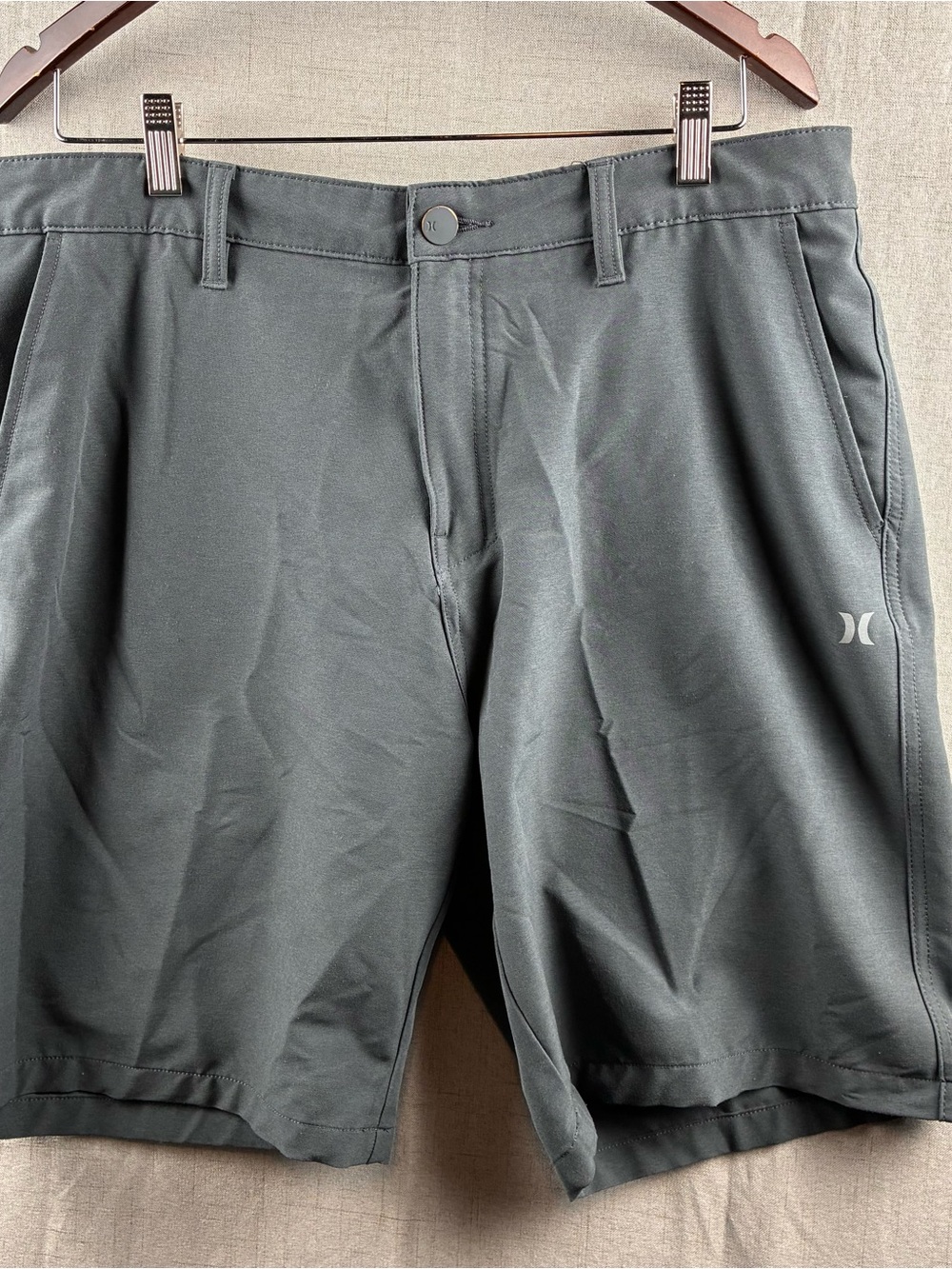 Hurley Performance Hybrid Mens Surf Golf Chino 36 Charcoal Gray Flat Front L XL